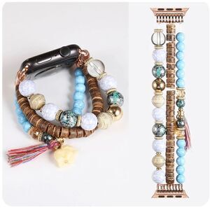 Bohemian Natural Bead Crystal Watch Band Women Bracelet for Apple Watch 42-44mm